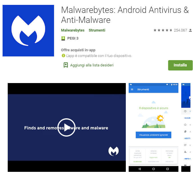 Scaricare ed Installare Malware Bytes su Android