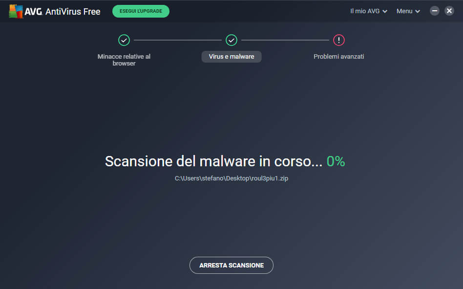 Scansione Anti malware in Corso